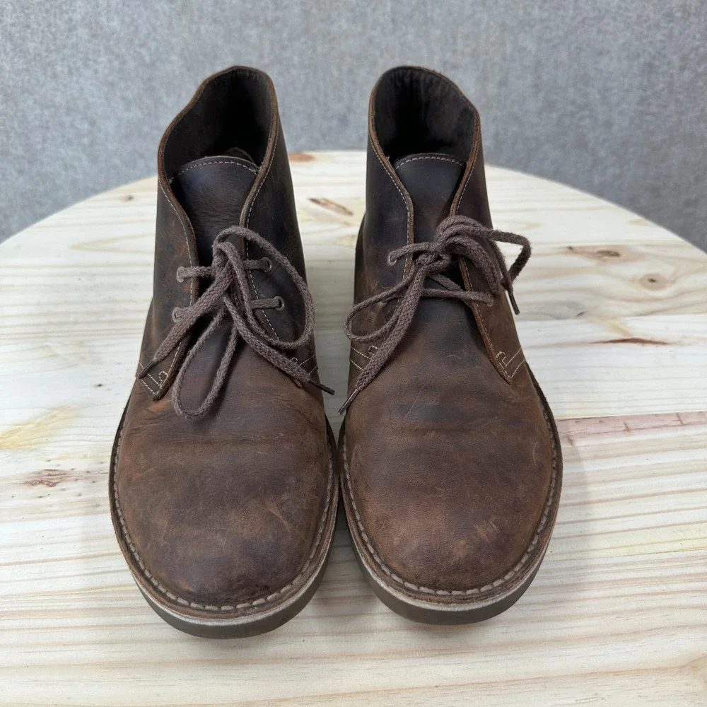 CLARKS Mens Ankle Boots Bushacre 2 Beeswax Brown Leather Desert Chukka 10M‎